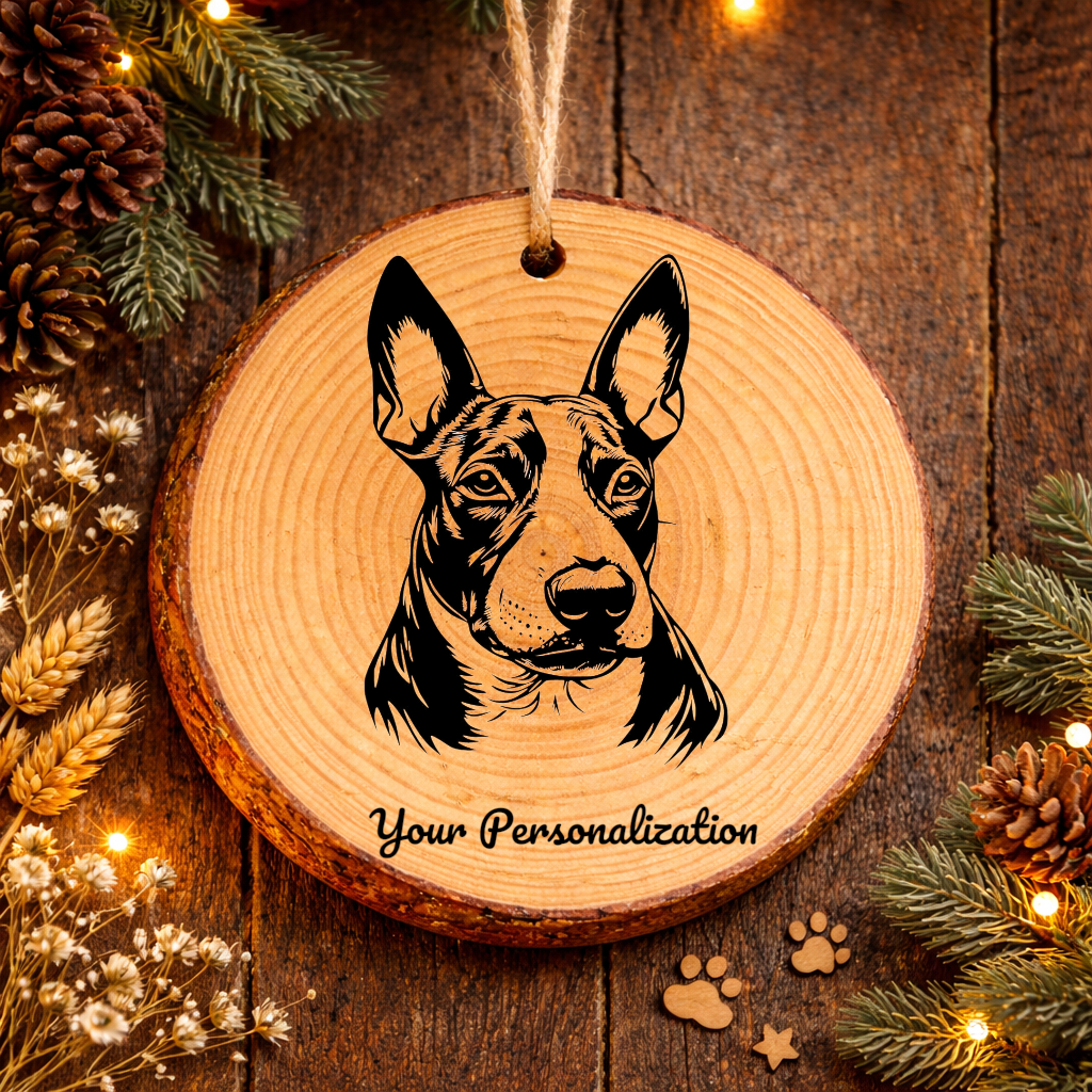 Miniature Bull Terrier Dog Ornament – Rustic Wooden Keepsake