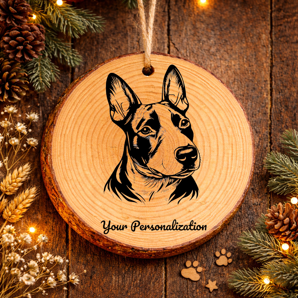 Miniature Bull Terrier Dog Ornament – Rustic Wooden Keepsake