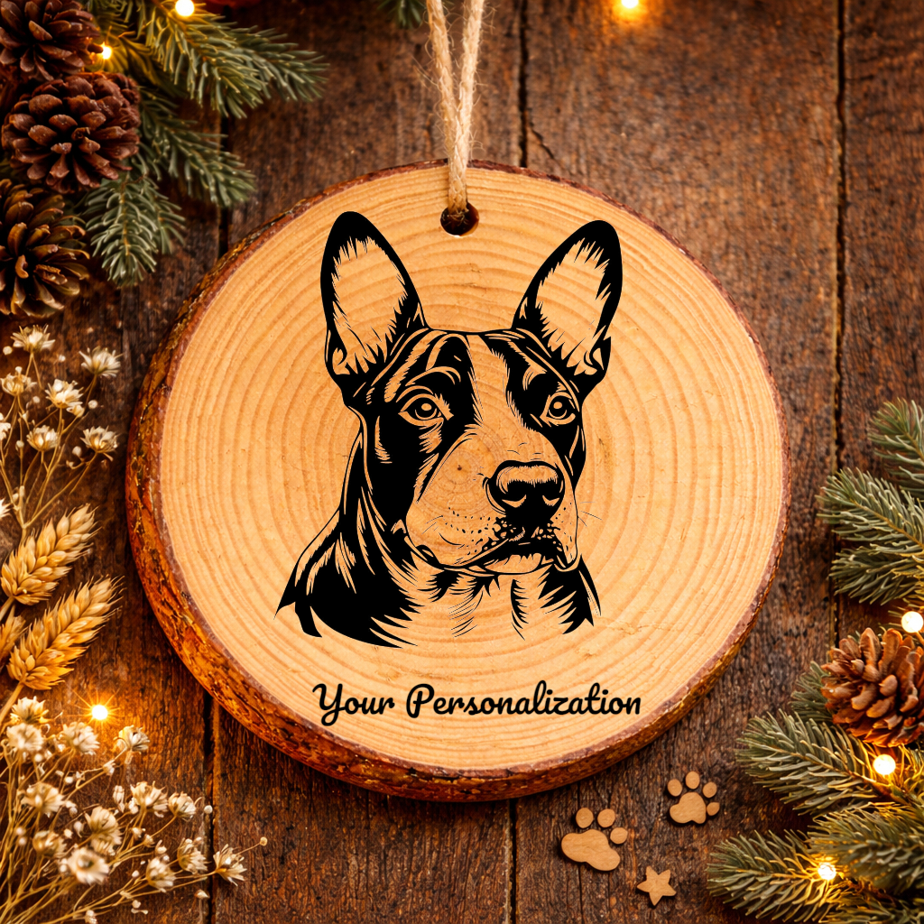 Miniature Bull Terrier Dog Ornament – Rustic Wooden Keepsake