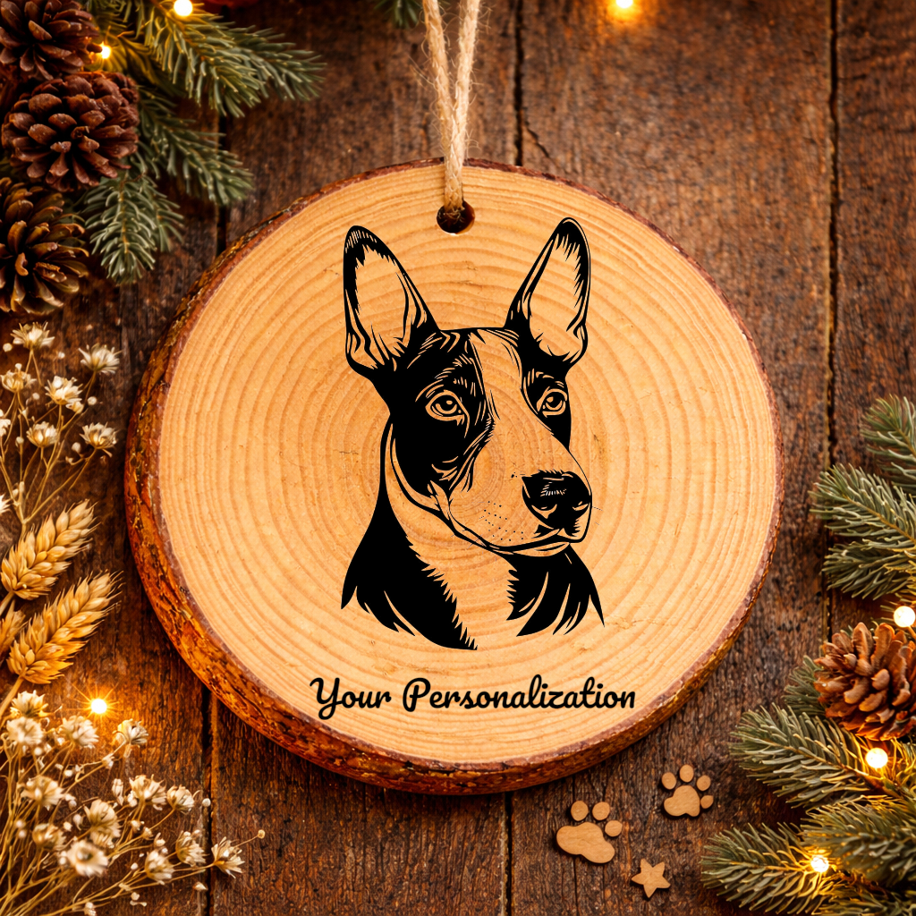 Miniature Bull Terrier Dog Ornament – Rustic Wooden Keepsake