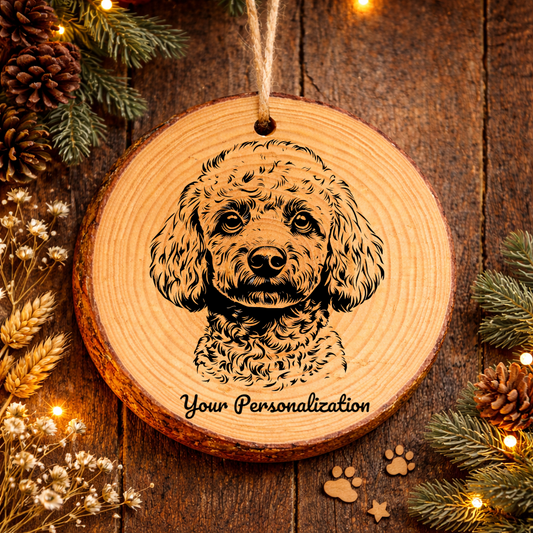 Miniature Poodle Dog Ornament – Rustic Wooden Keepsake