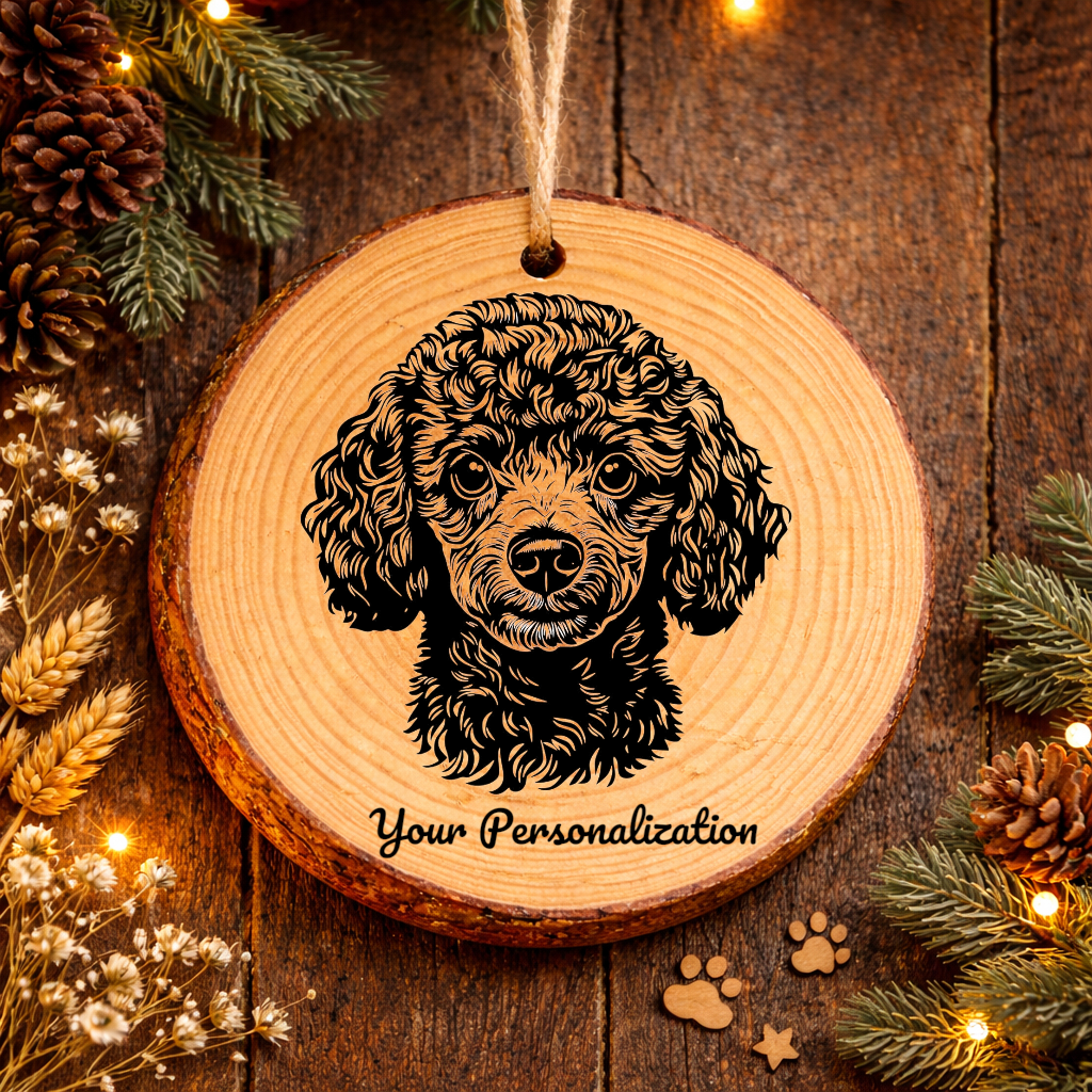 Miniature Poodle Dog Ornament – Rustic Wooden Keepsake