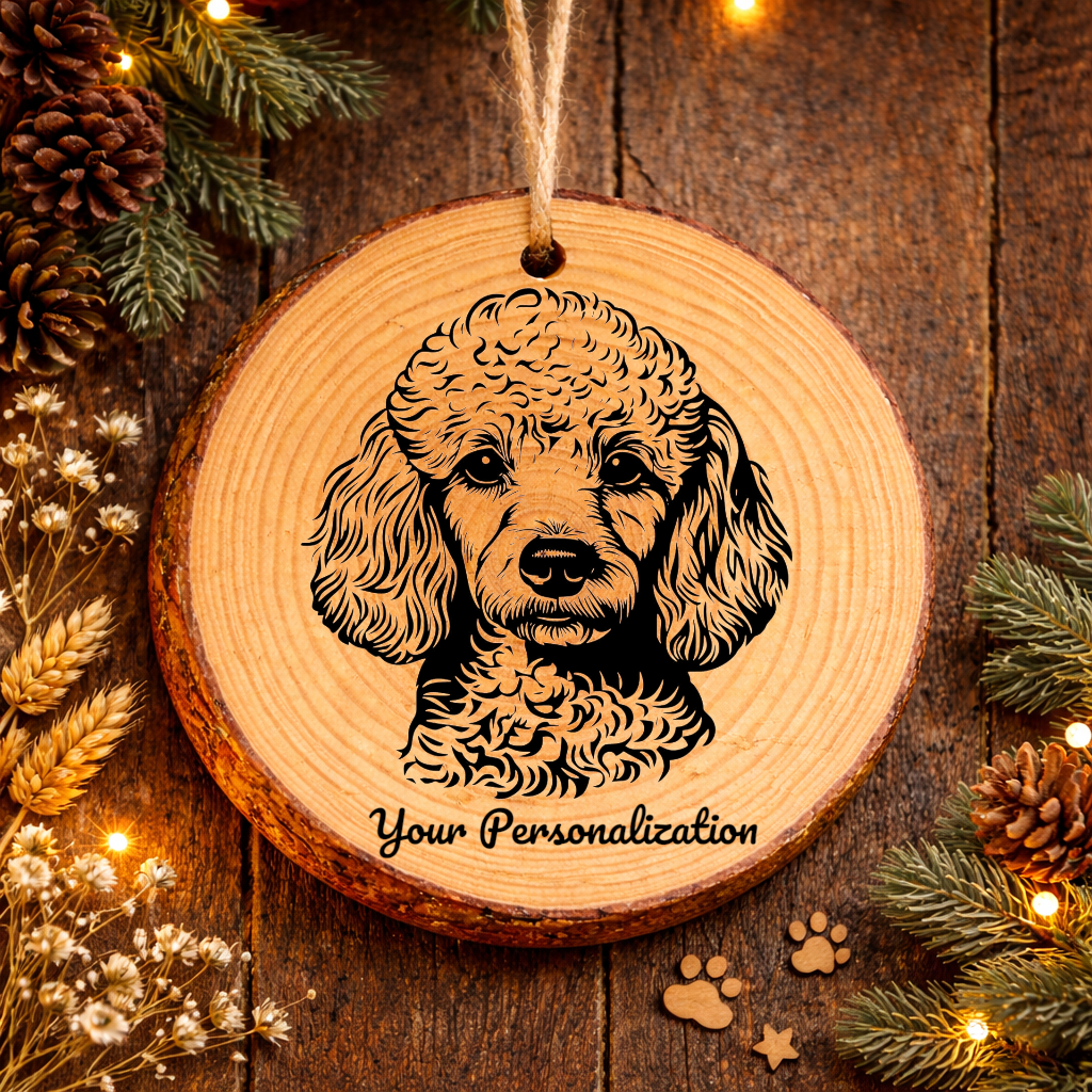 Miniature Poodle Dog Ornament – Rustic Wooden Keepsake