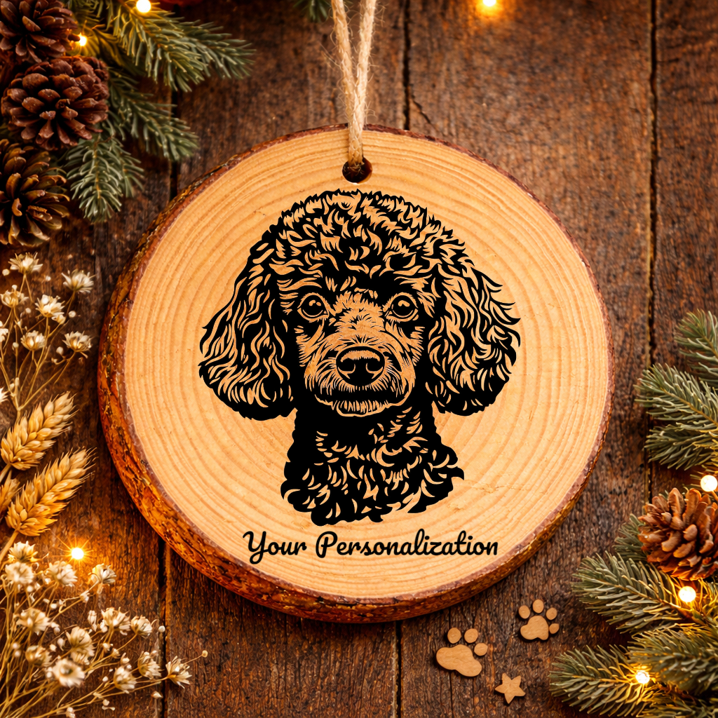 Miniature Poodle Dog Ornament – Rustic Wooden Keepsake