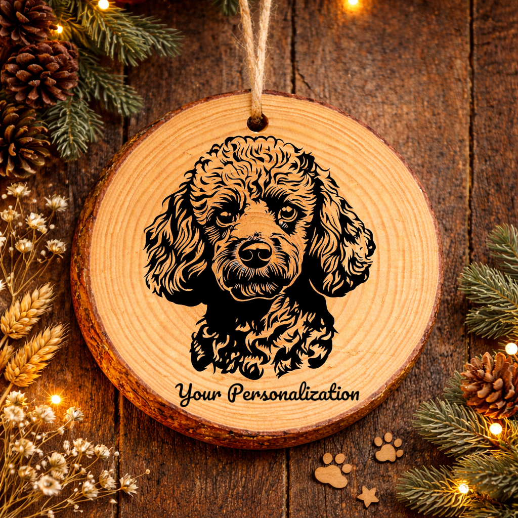 Miniature Poodle Dog Ornament – Rustic Wooden Keepsake