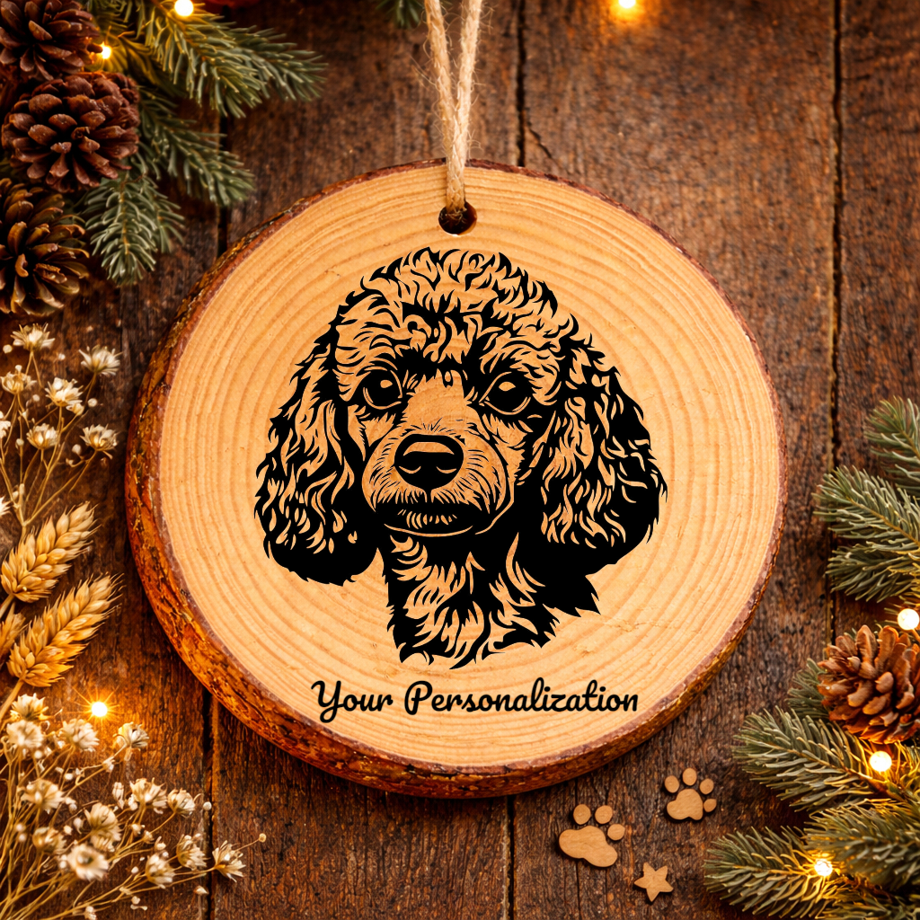 Miniature Poodle Dog Ornament – Rustic Wooden Keepsake