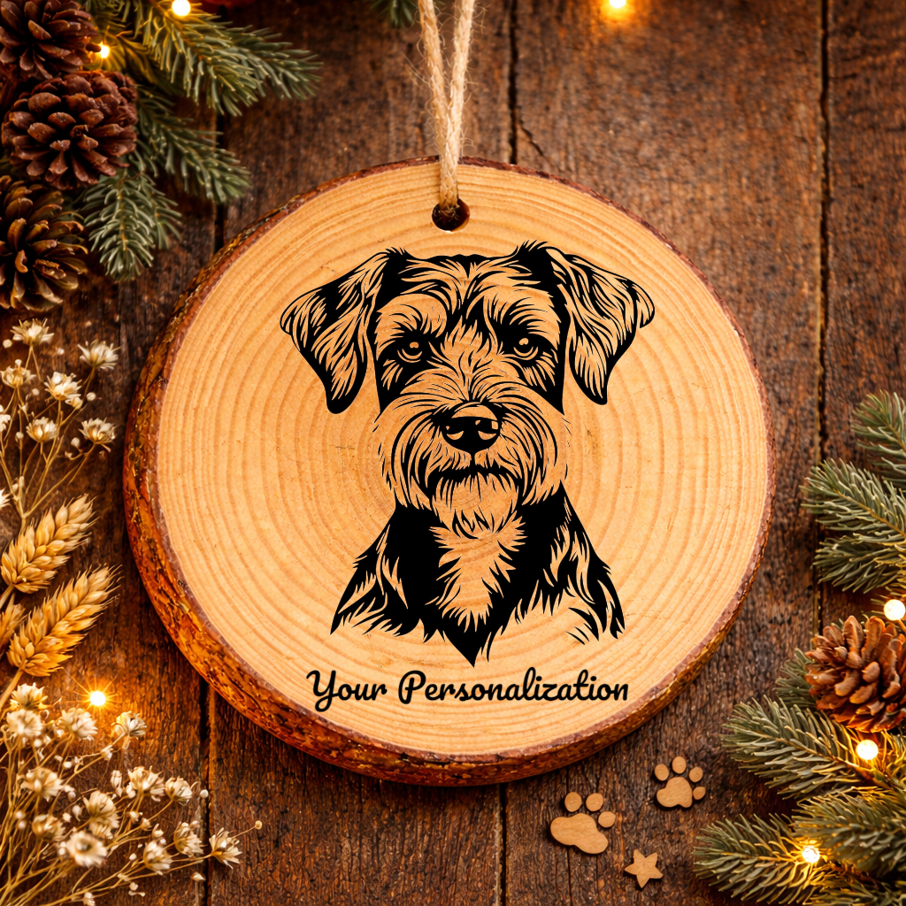 Miniature Schnauzer Dog Ornament – Rustic Wooden Keepsake