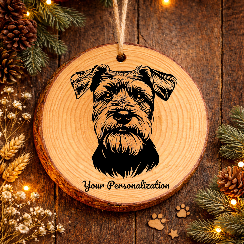 Miniature Schnauzer Dog Ornament – Rustic Wooden Keepsake