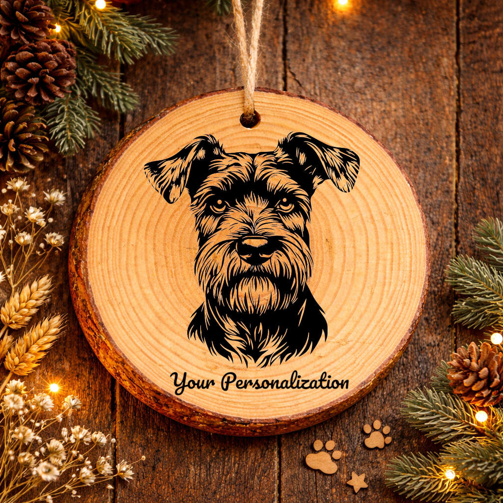 Miniature Schnauzer Dog Ornament – Rustic Wooden Keepsake