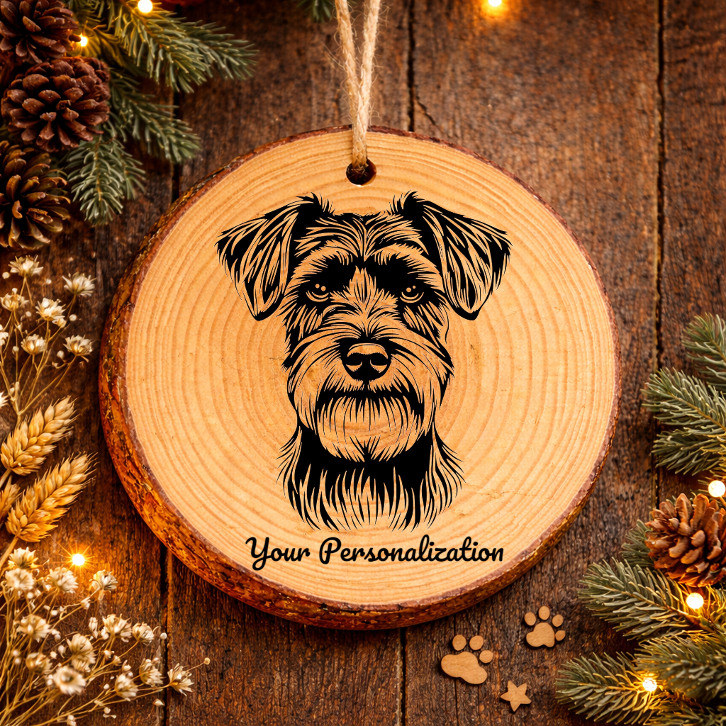 Miniature Schnauzer Dog Ornament – Rustic Wooden Keepsake