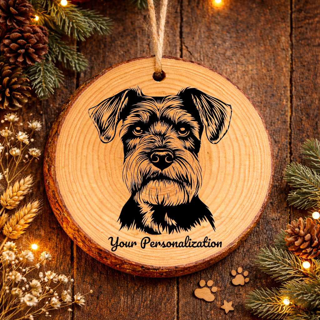 Miniature Schnauzer Dog Ornament – Rustic Wooden Keepsake