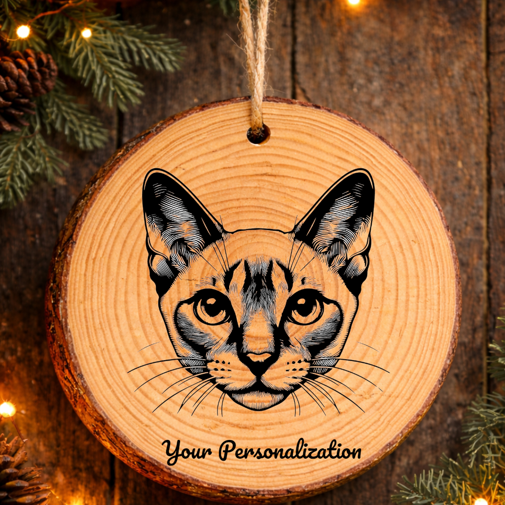 Minskin Cat Rustic Pine Wooden Round Ornament