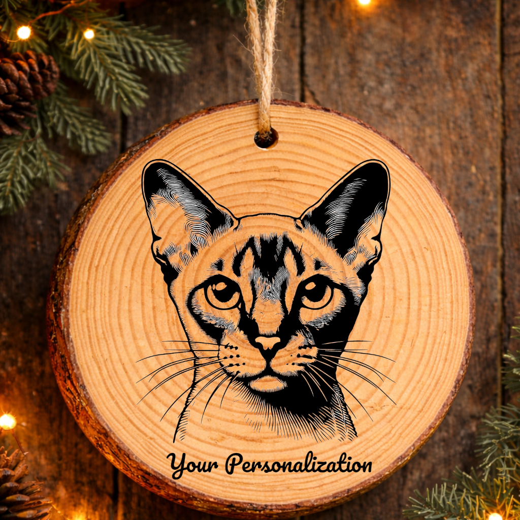 Minskin Cat Rustic Pine Wooden Round Ornament