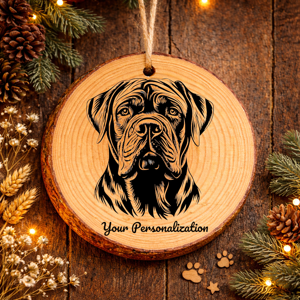 Neapolitan Mastiff Dog Ornament – Rustic Wooden Keepsake