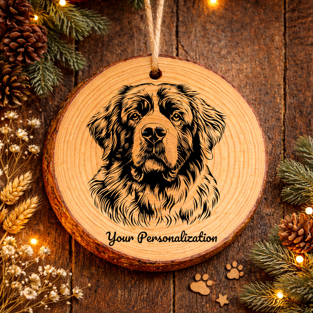 Newfoundland Dog Ornament – Rustic Wooden Keepsake
