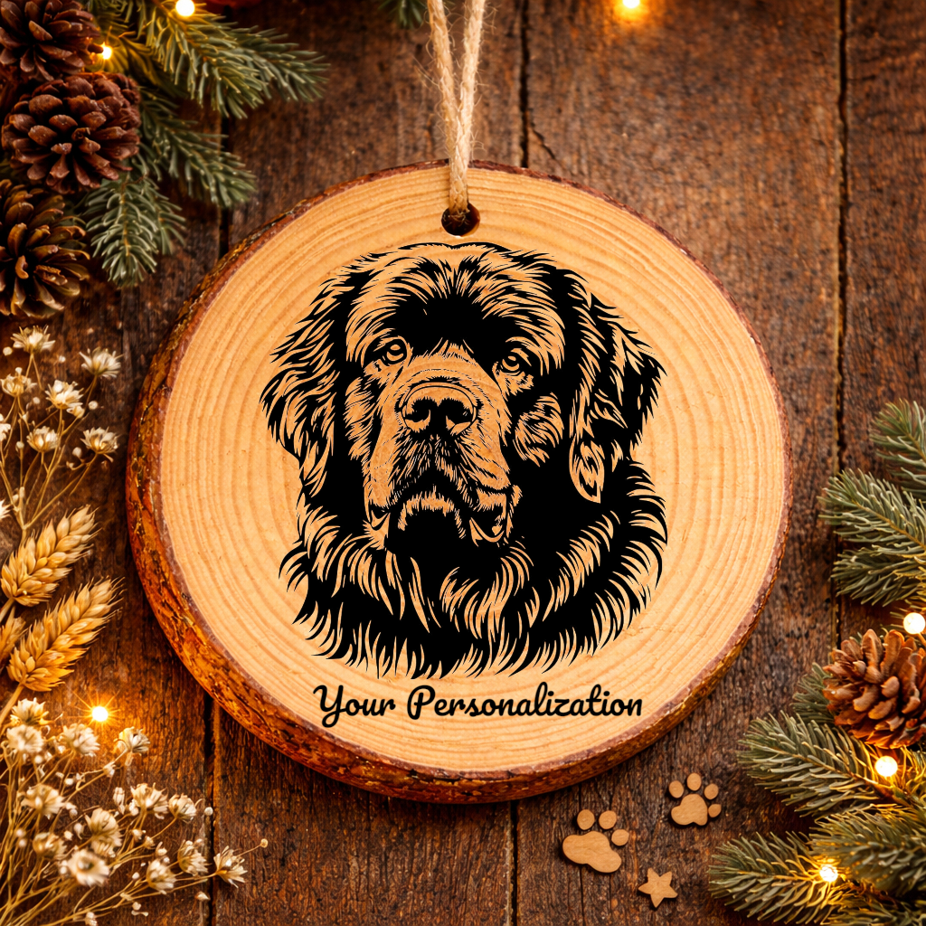 Newfoundland Dog Ornament – Rustic Wooden Keepsake