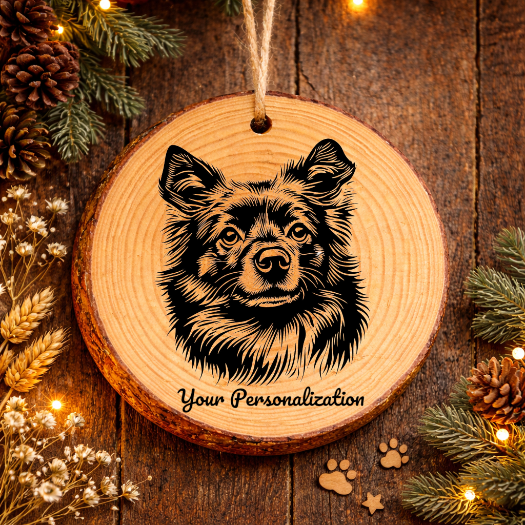 Norwegian Buhund Dog Ornament – Rustic Wooden Keepsake