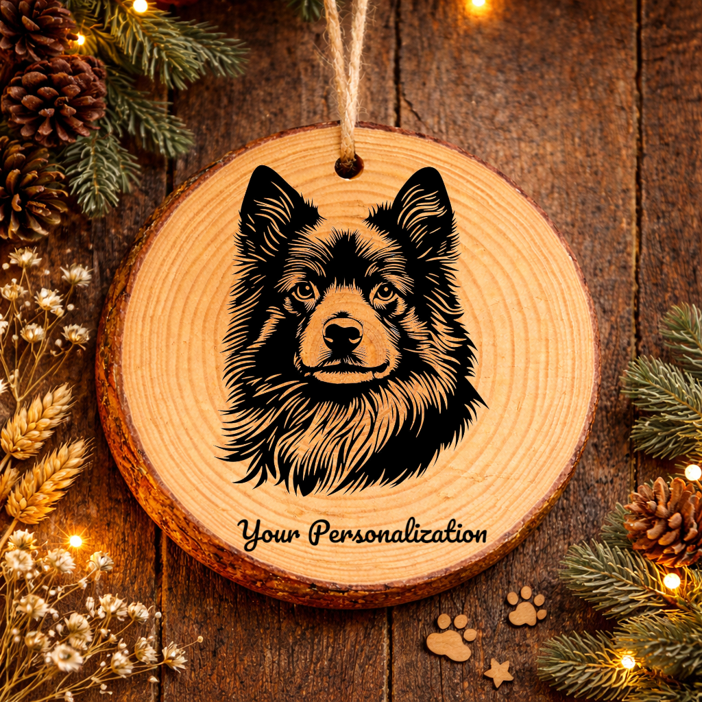 Norwegian Buhund Dog Ornament – Rustic Wooden Keepsake