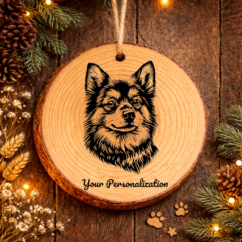 Norwegian Buhund Dog Ornament – Rustic Wooden Keepsake