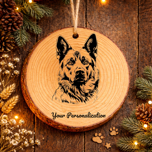 Norwegian Elkhound Dog Ornament – Rustic Wooden Keepsake