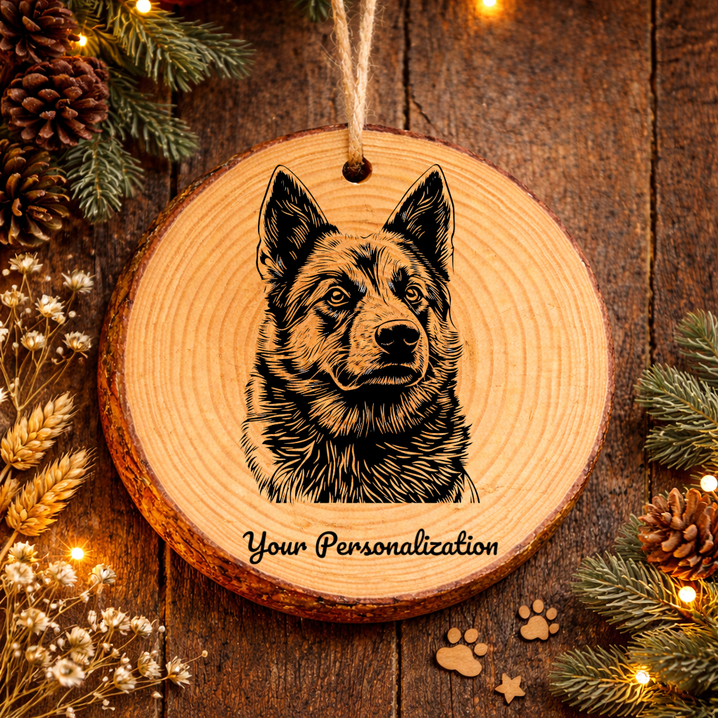 Norwegian Elkhound Dog Ornament – Rustic Wooden Keepsake