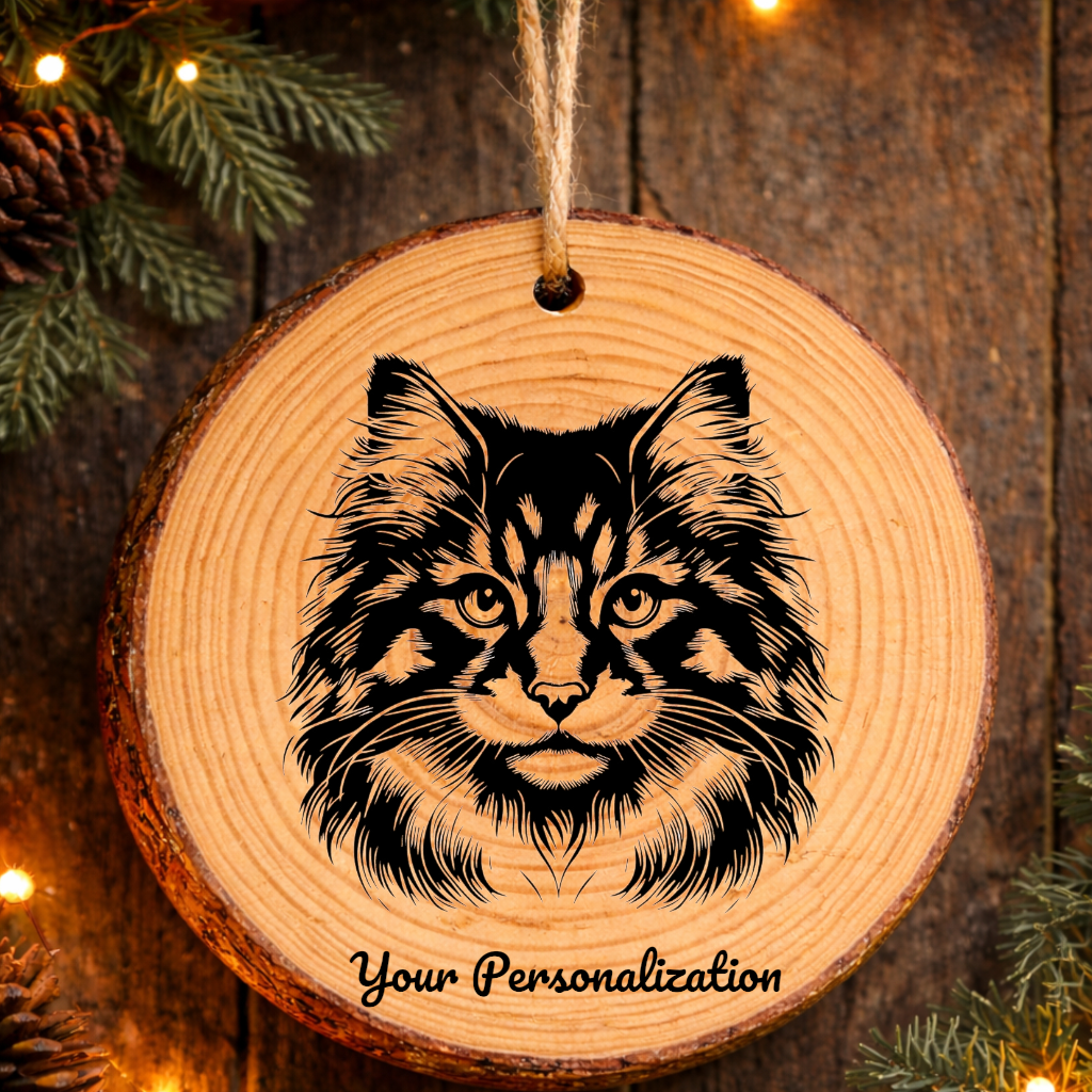 Norwegian Forest Cat Cat Rustic Pine Wooden Round Ornament