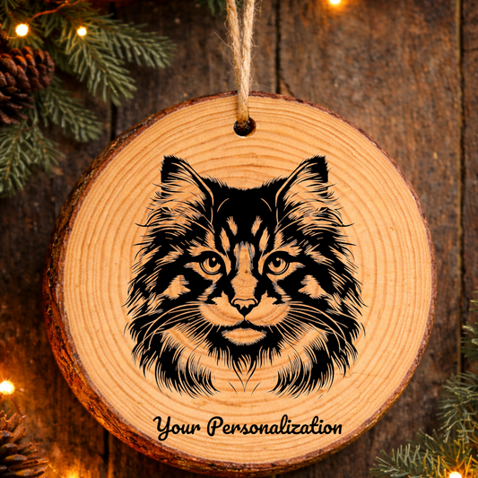 Norwegian Forest Cat Cat Rustic Pine Wooden Round Ornament
