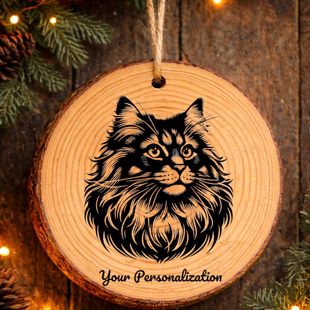 Norwegian Forest Cat Cat Rustic Pine Wooden Round Ornament
