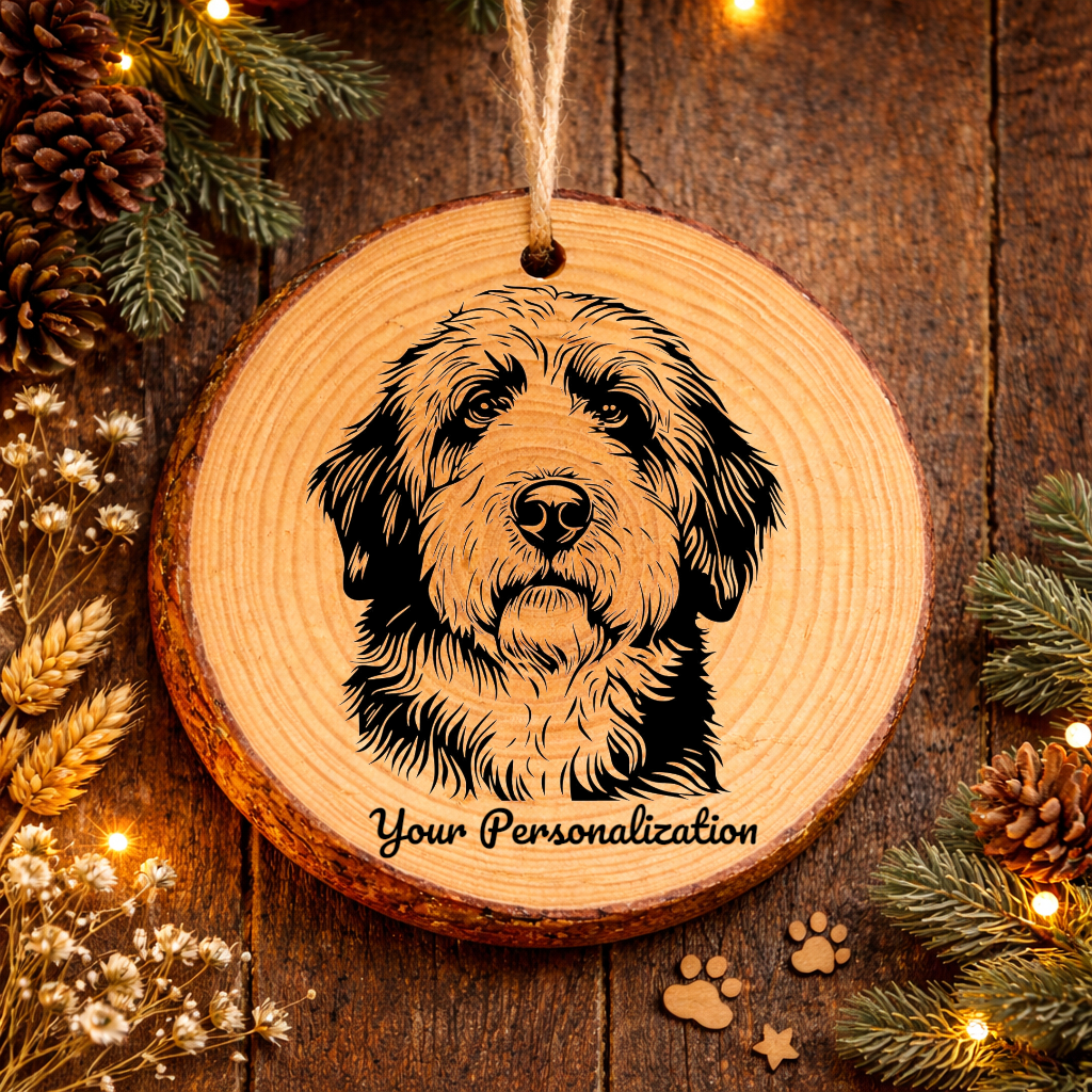 Old English Sheepdog Dog Ornament – Rustic Wooden Keepsake