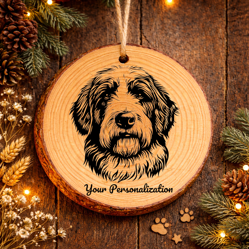 Old English Sheepdog Dog Ornament – Rustic Wooden Keepsake
