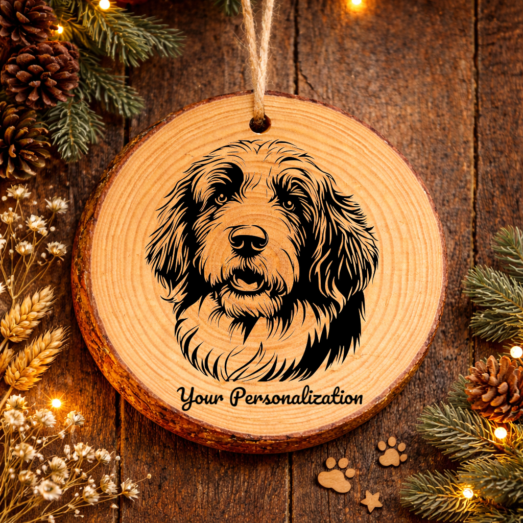 Old English Sheepdog Dog Ornament – Rustic Wooden Keepsake