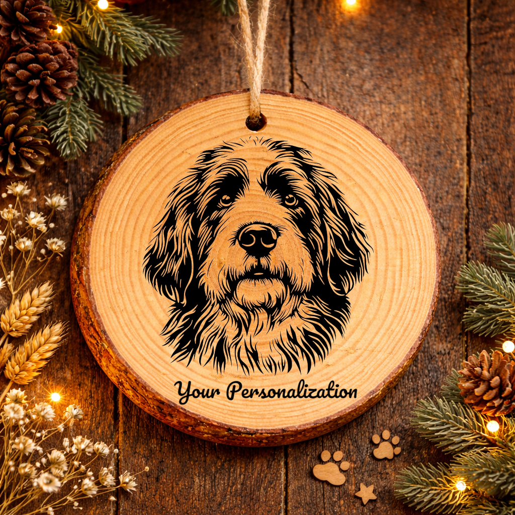 Old English Sheepdog Dog Ornament – Rustic Wooden Keepsake