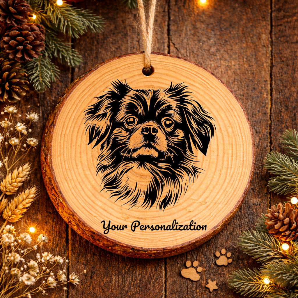 Pekingese Dog Ornament – Rustic Wooden Keepsake