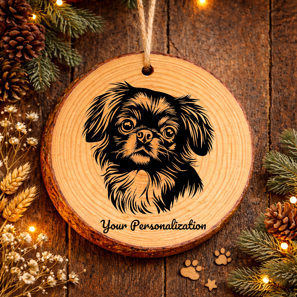 Pekingese Dog Ornament – Rustic Wooden Keepsake