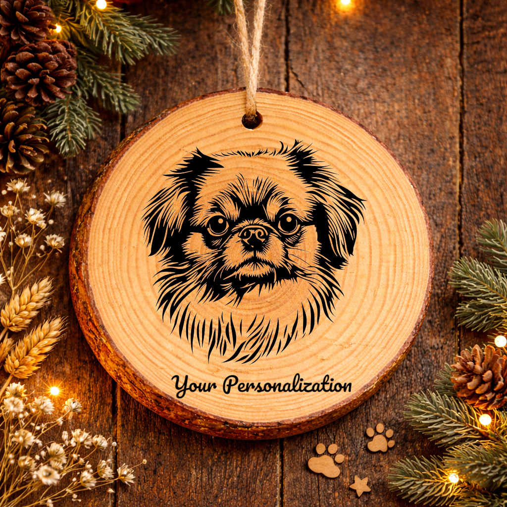 Pekingese Dog Ornament – Rustic Wooden Keepsake