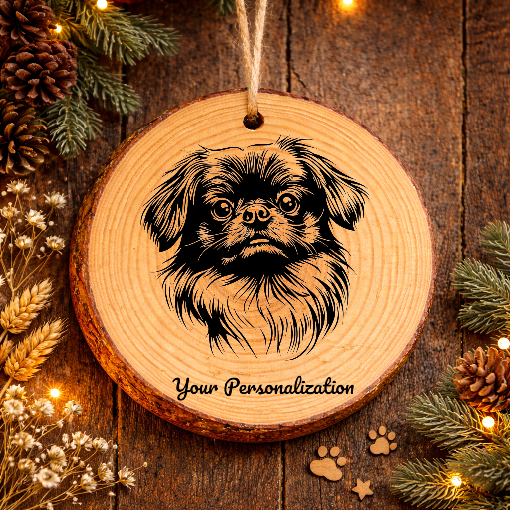 Pekingese Dog Ornament – Rustic Wooden Keepsake
