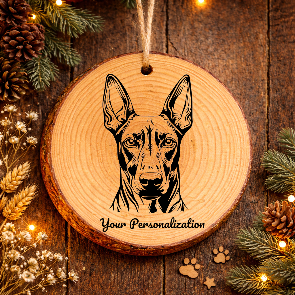 Pharaoh Hound Dog Ornament – Rustic Wooden Keepsake