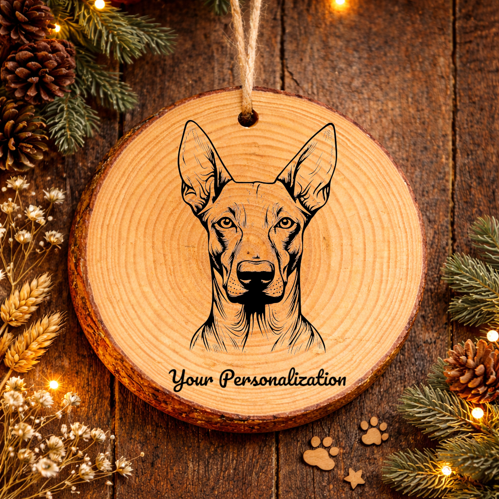 Pharaoh Hound Dog Ornament – Rustic Wooden Keepsake
