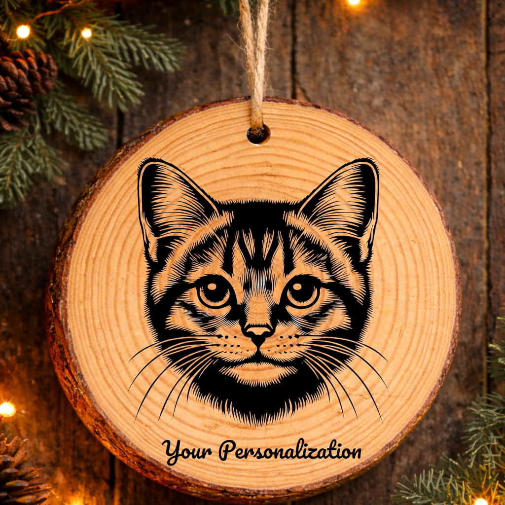 Pixie bob Cat Rustic Pine Wooden Round Ornament