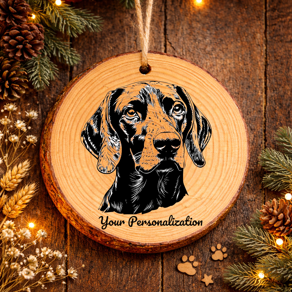 Plott Hound Dog Ornament – Rustic Wooden Keepsake