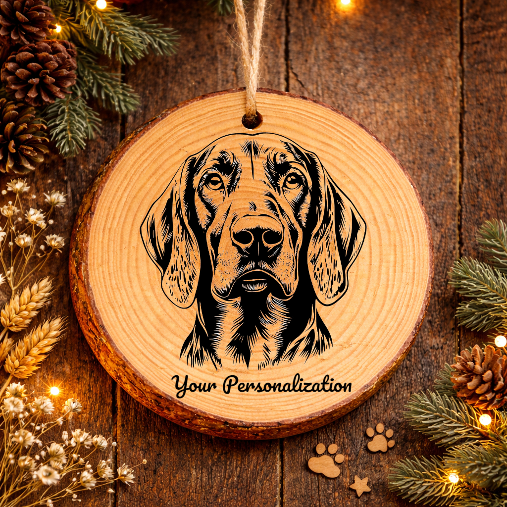 Plott Hound Dog Ornament – Rustic Wooden Keepsake