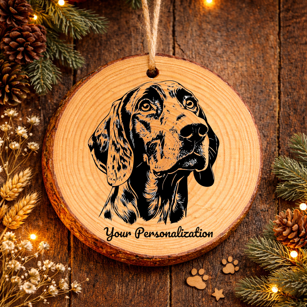 Plott Hound Dog Ornament – Rustic Wooden Keepsake