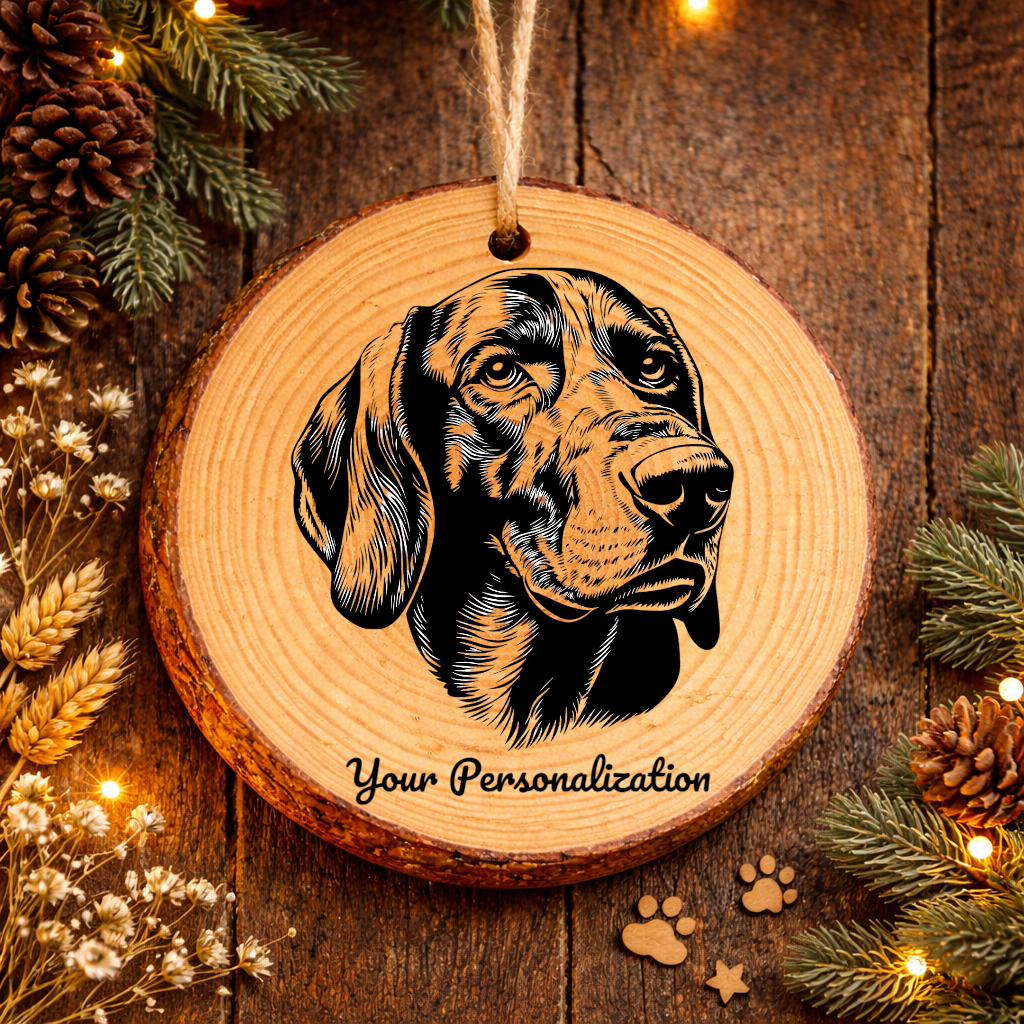 Plott Hound Dog Ornament – Rustic Wooden Keepsake