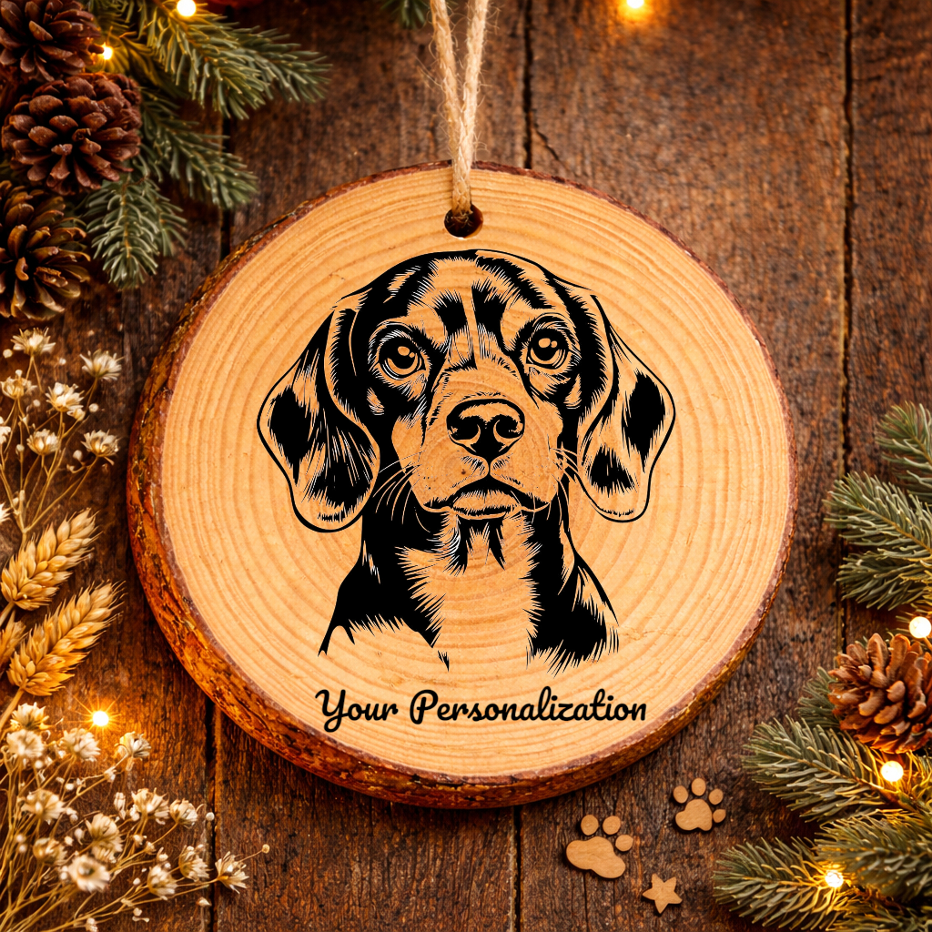 Pocket Beagle Dog Ornament – Rustic Wooden Keepsake