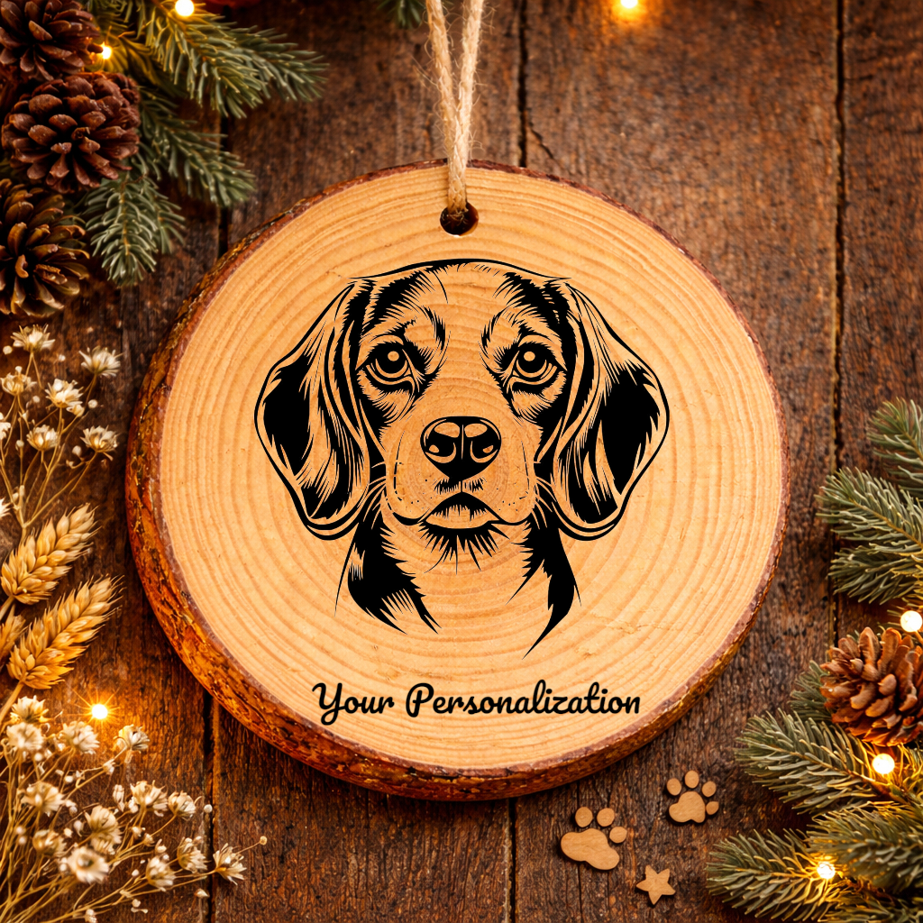 Pocket Beagle Dog Ornament – Rustic Wooden Keepsake