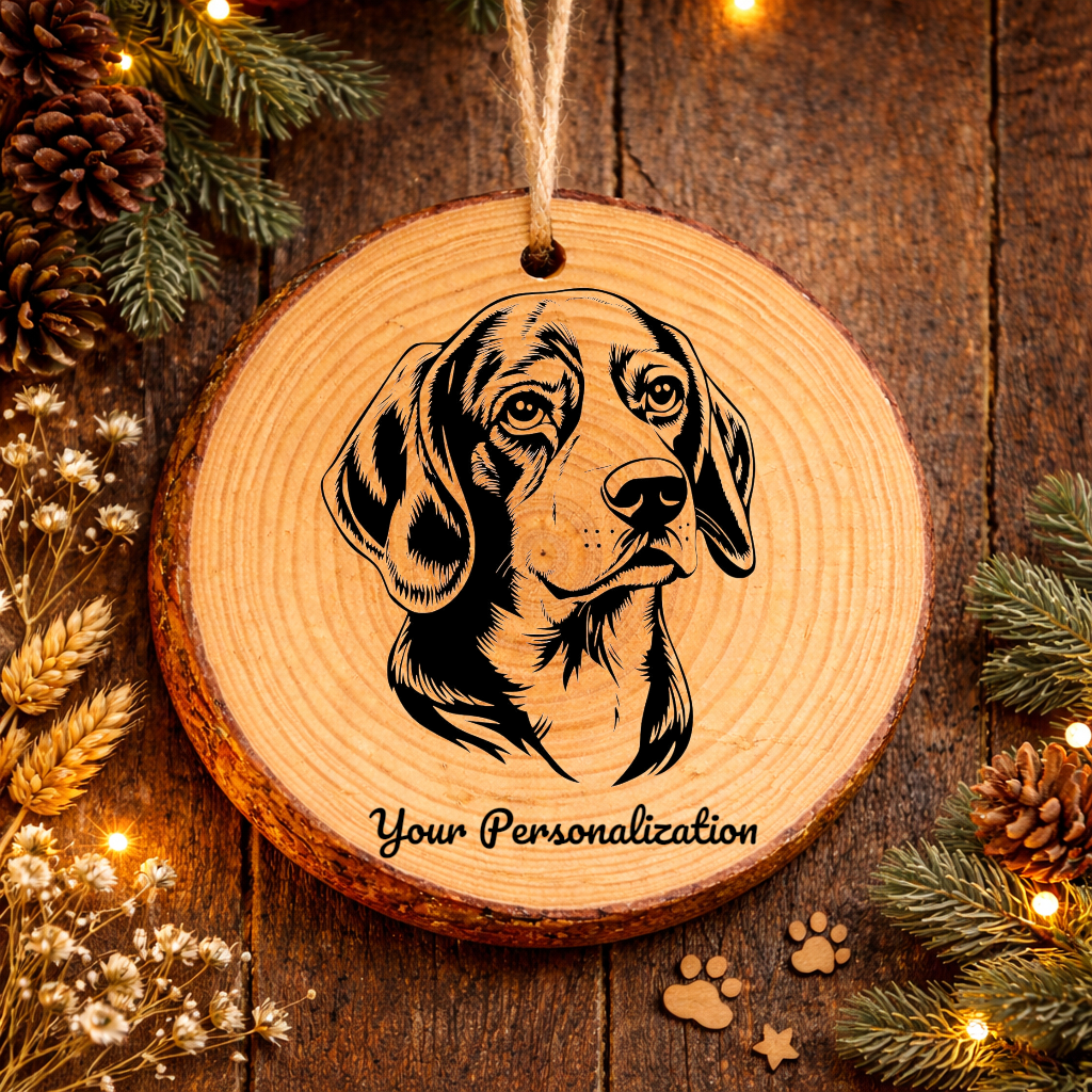 Pocket Beagle Dog Ornament – Rustic Wooden Keepsake