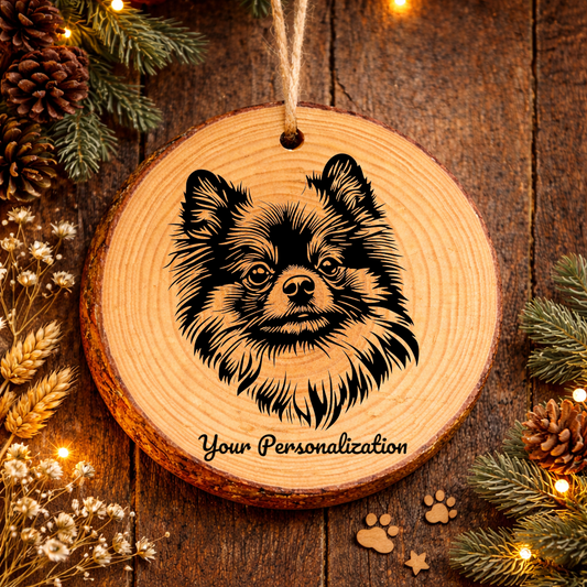 Pomeranian Dog Ornament – Rustic Wooden Keepsake