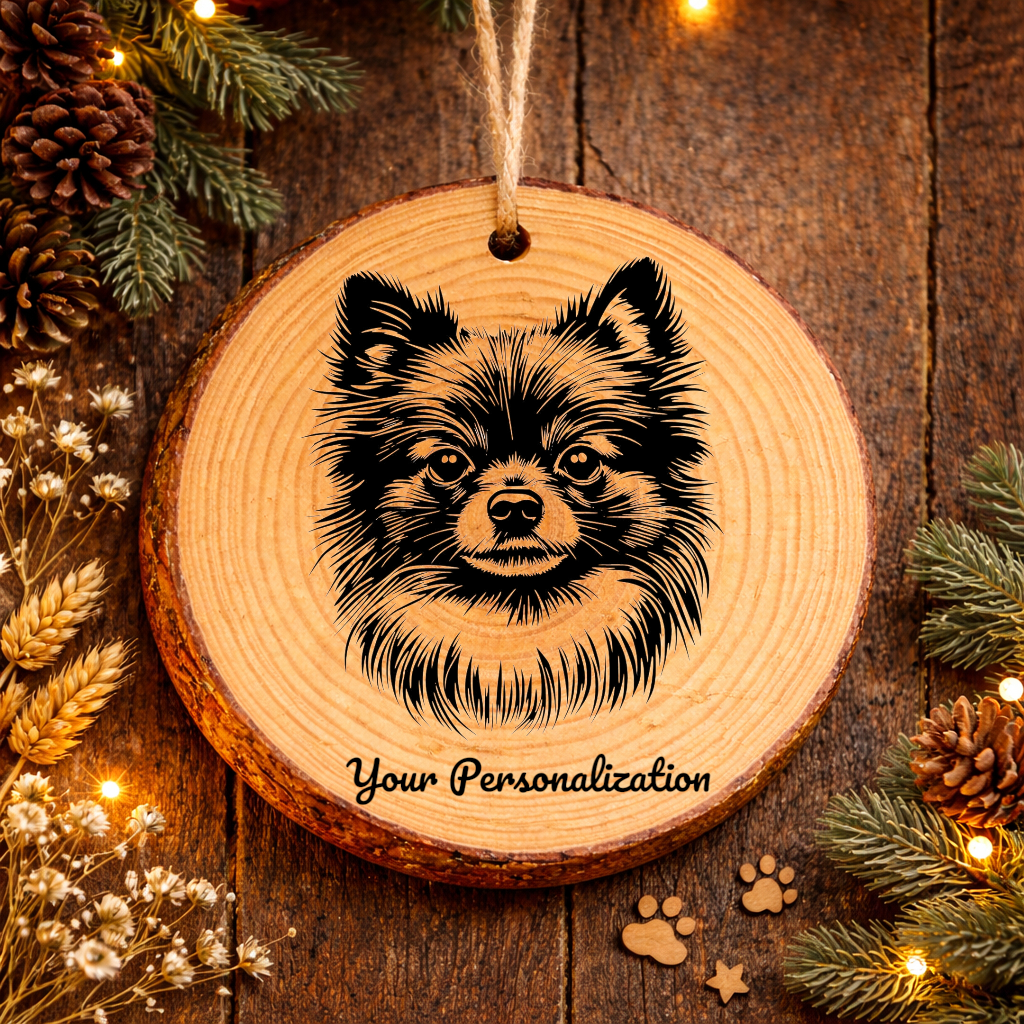 Pomeranian Dog Ornament – Rustic Wooden Keepsake