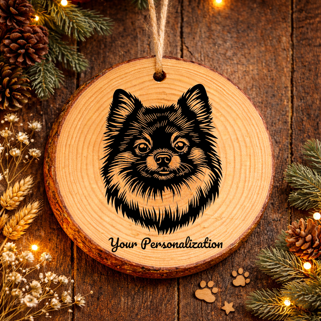 Pomeranian Dog Ornament – Rustic Wooden Keepsake