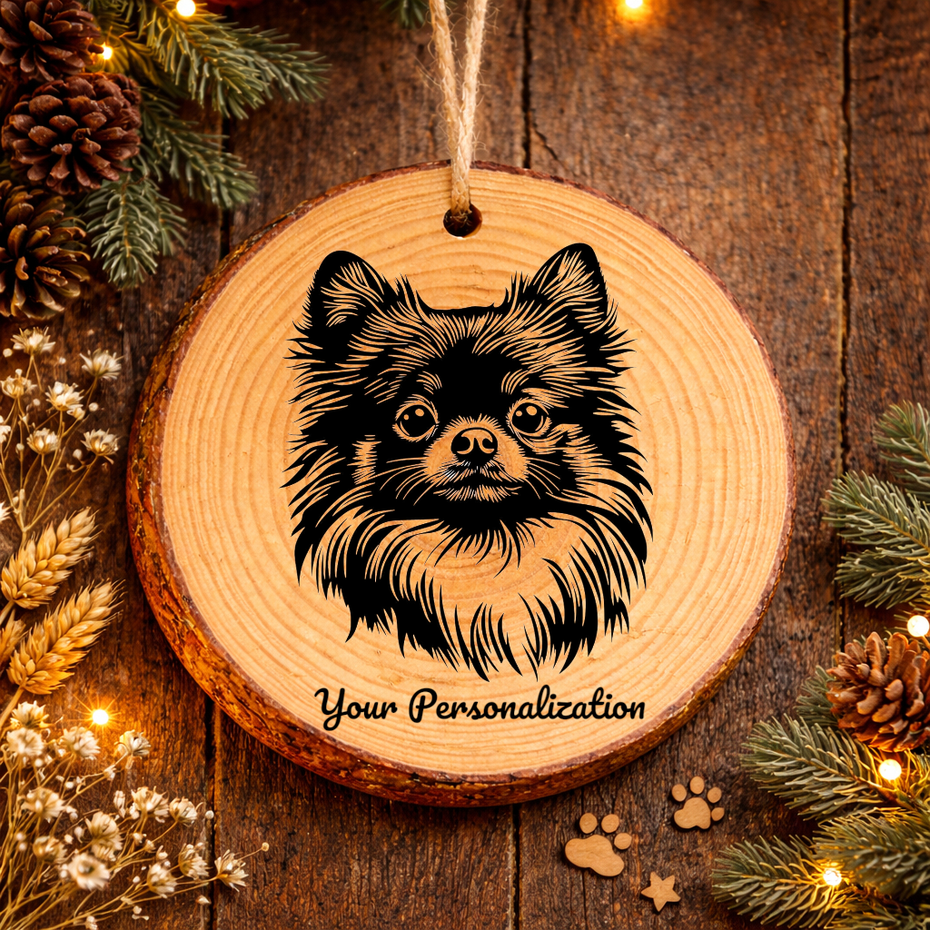 Pomeranian Dog Ornament – Rustic Wooden Keepsake